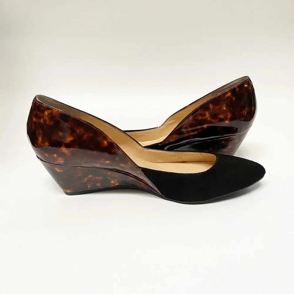 Audrey Brooke Tortoise and Suede Wedge Heels
